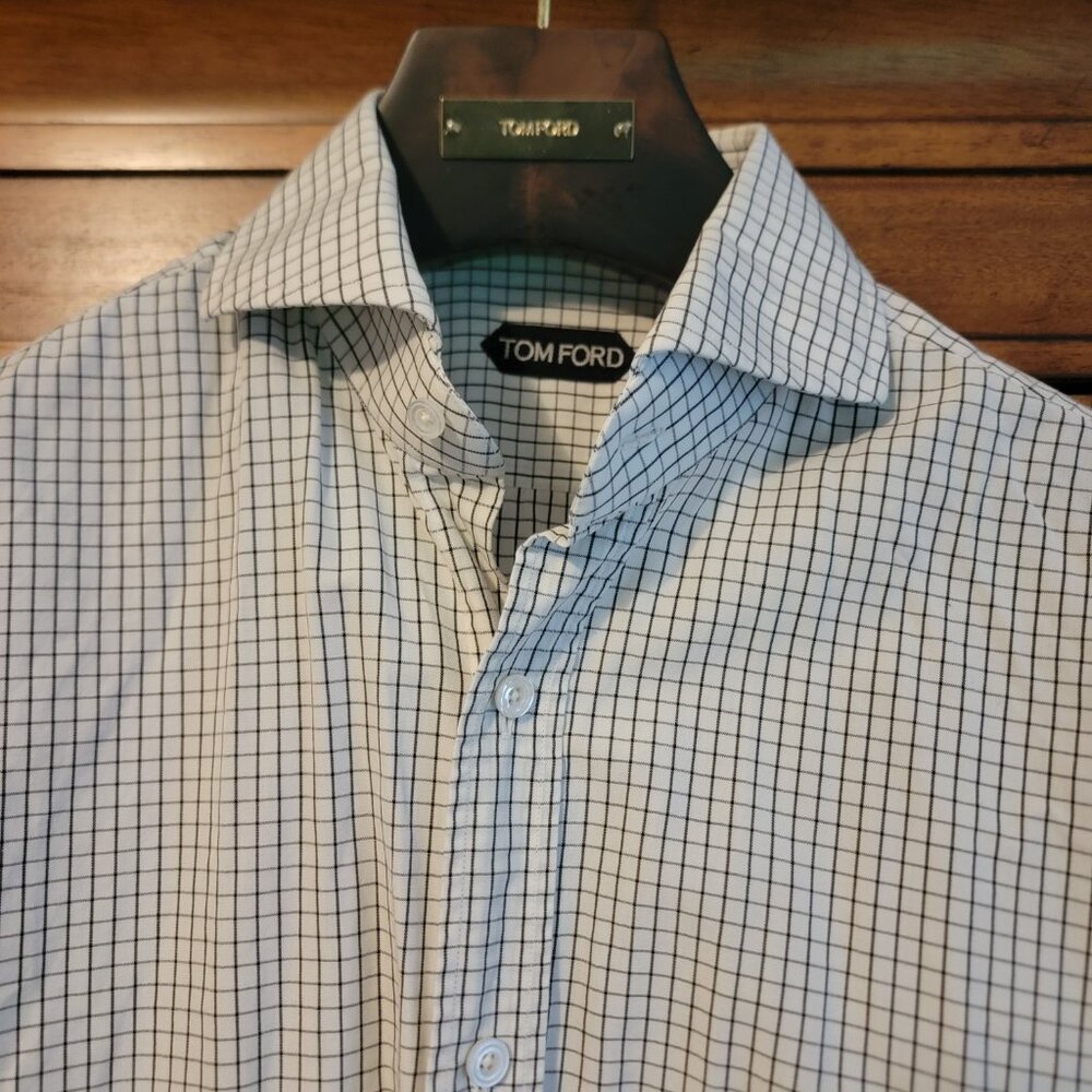 TOM FORD MENS DRESS SHIRTS 40 SIZE Gray and white checkered